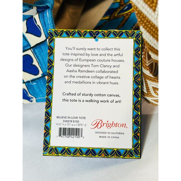 NWT Brighton Believe in Love Tote Boho Paisley Medallion Carry All Reusable - Picture 7 of 10